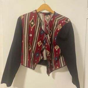 Red & black Aztec print cropped jacket